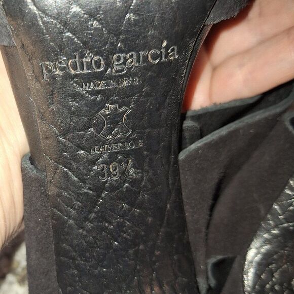 Pedro Garcia Black Leather Suede High Heel Open Toe Sandals  Size 39.5 - Picture 10 of 12